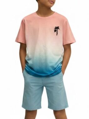 ✨2/$20✨ Boys Ombre Coral To Blue Palm Tree Tee• Small